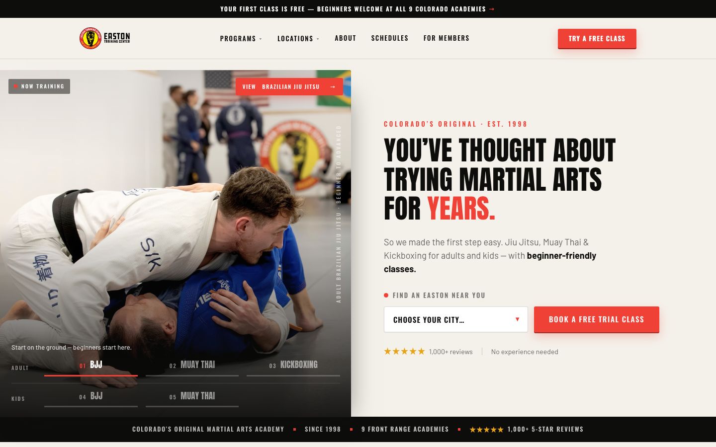 Easton Training Center homepage